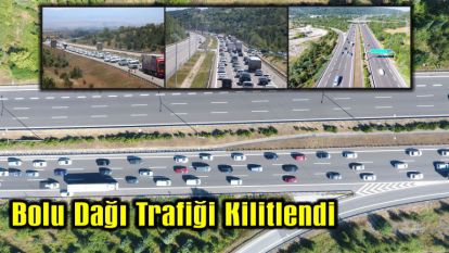 TEM Otoyolu'nda durma noktasına gelen trafik havadan görüntülendi