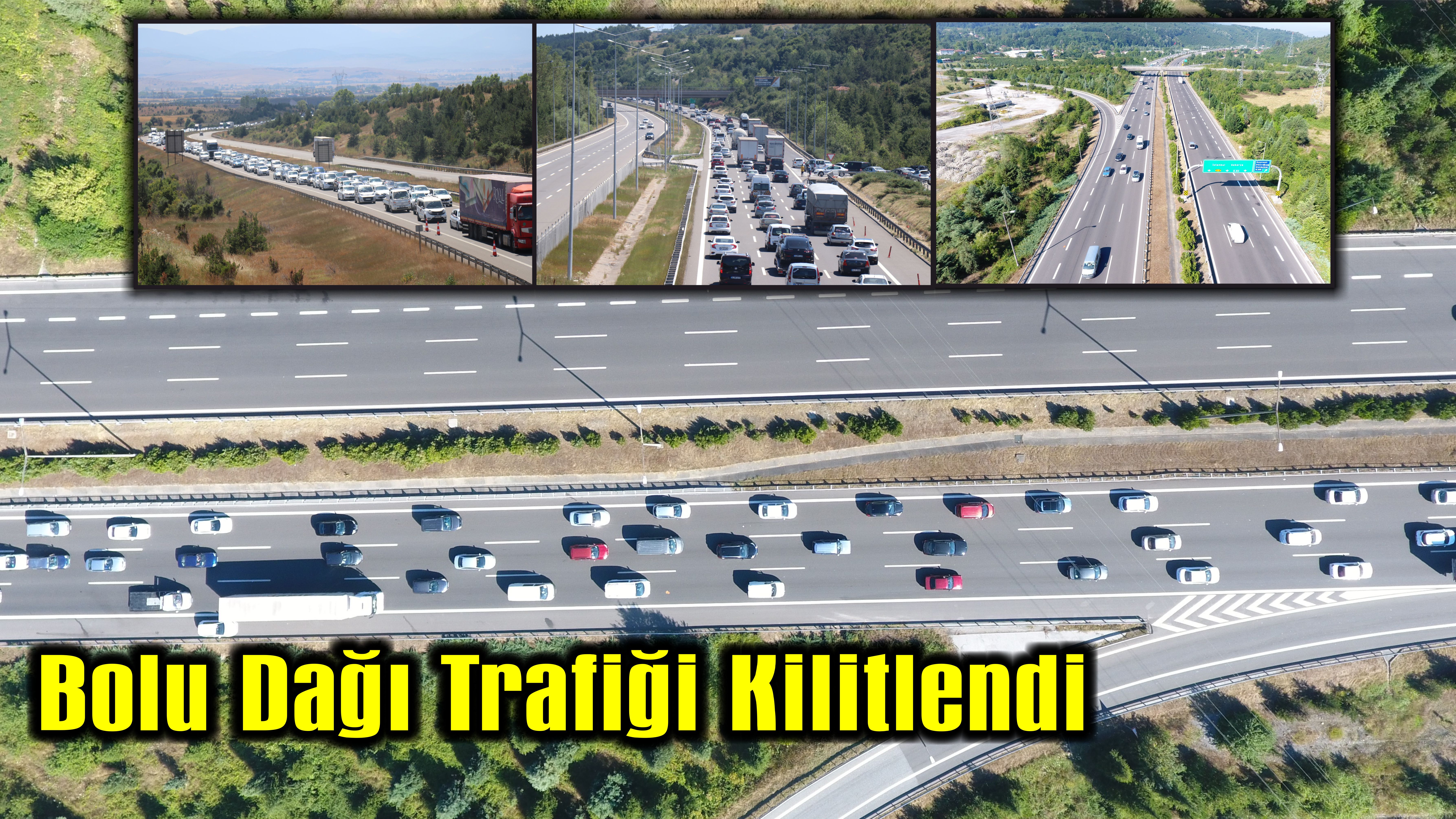 TEM Otoyolu’nda durma noktasına gelen trafik havadan görüntülendi