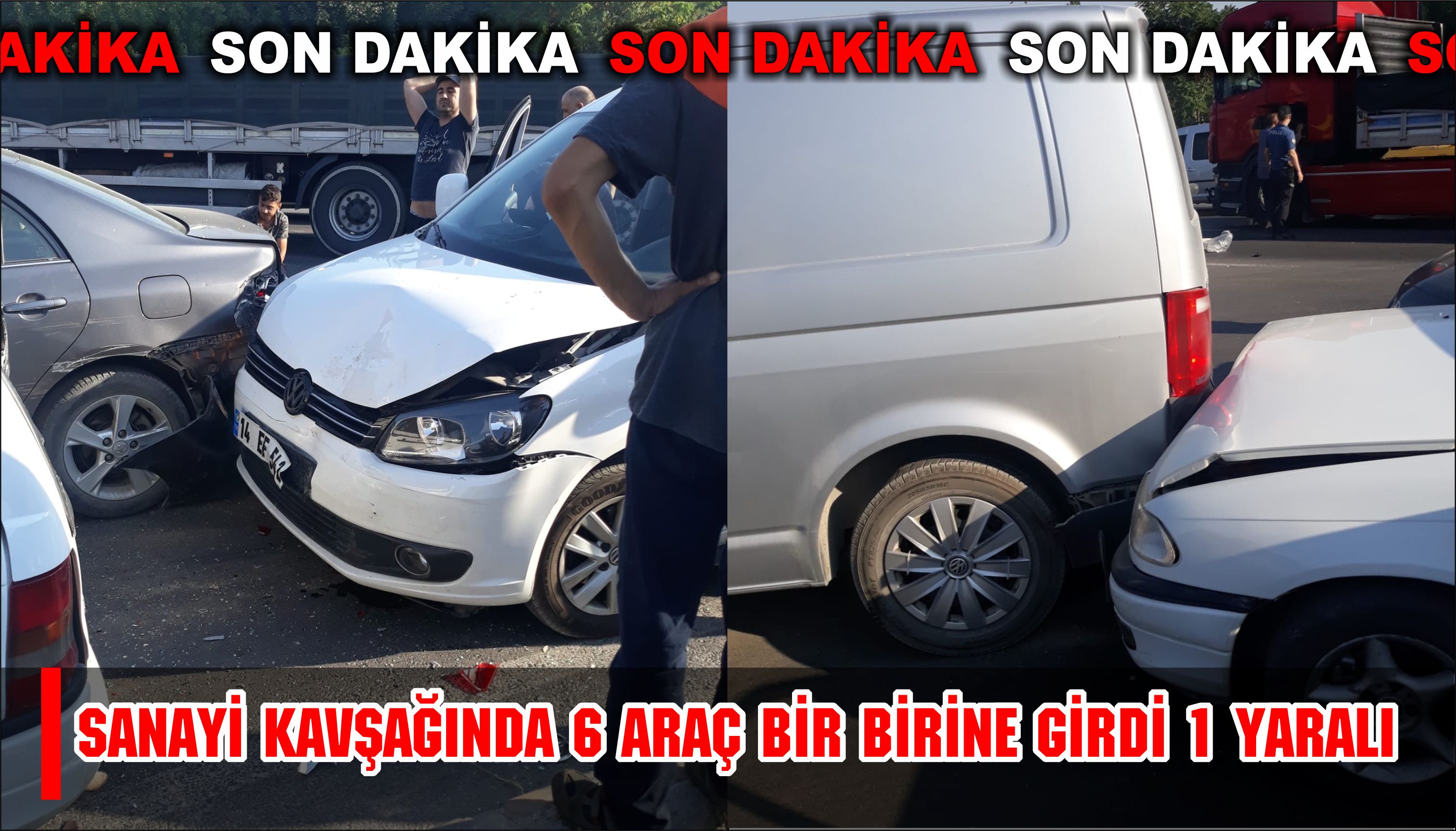 SANAYİ KAVŞAĞINDA 6 ARAÇ BİR BİRİNE GİRDİ 1 YARALI