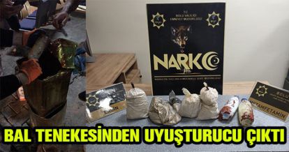 BAL TENEKESİNDEN UYUŞTURUCU ÇIKTI