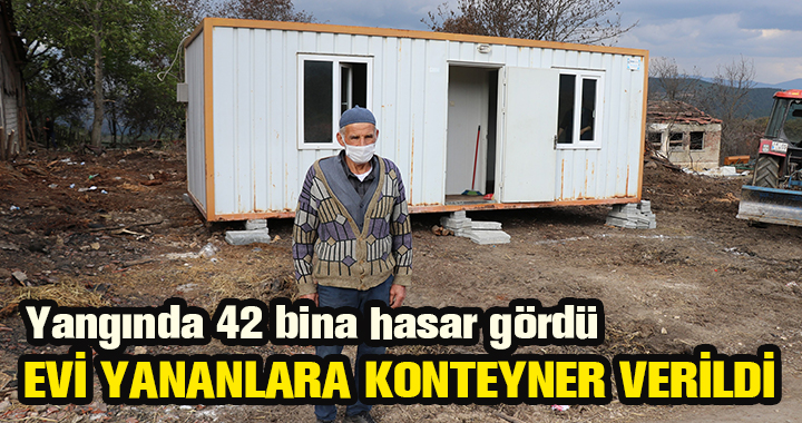 EVİ YANANLARA KONTEYNER VERİLDİ