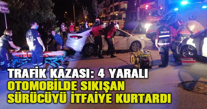 Otomobilde sıkışan yolcuyu itfaiye kurtardı