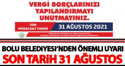 'SON TARİH 31 AĞUSTOS'