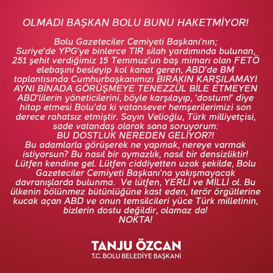 BAŞKAN ÖZCAN'DAN VELİOĞLU'NA SERT ELEŞTİRİ