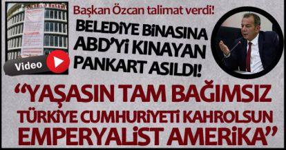 BOLU BELEDİYE BİNASI'NA ABD'Yİ KINAYAN PANKART ASILDI!