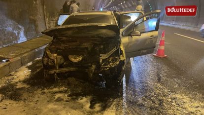 BOLU'DA SEYİR HALİNDEYKEN YANAN OTOMOBİLDE HASAR OLUŞTU