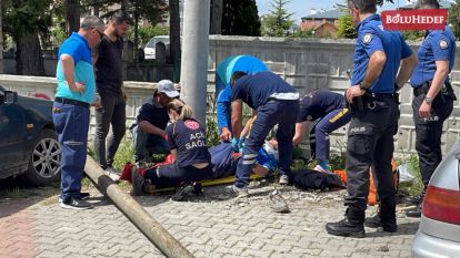 DEVRİLEN DİREK İŞÇİYİ HASTANELİK ETTİ