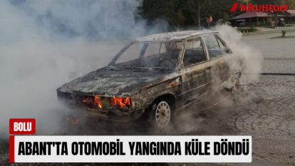 ABANT'TA OTOMOBİL YANGINDA KÜLE DÖNDÜ