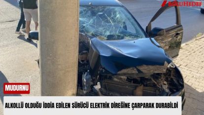 ALKOLLÜ OLDUĞU İDDİA EDİLEN SÜRÜCÜ ELEKTRİK DİREĞİNE ÇARPARAK DURABİLDİ