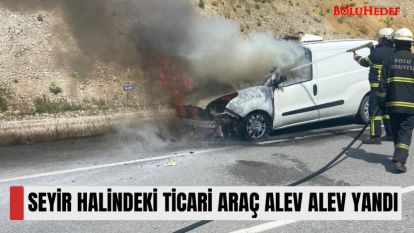SEYİR HALİNDEKİ TİCARİ ARAÇ ALEV ALEV YANDI
