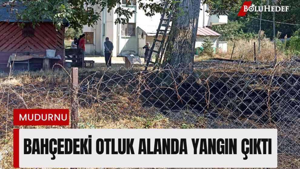 BAHÇEDEKİ OTLUK ALANDA YANGIN ÇIKTI