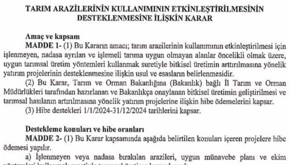 22 yıl sonra akla gelen Tarım alanları!