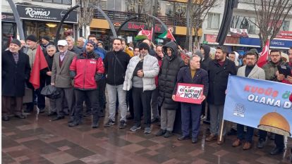 Bolu'da sağnak yağmura rağmen İsrail Kınandı