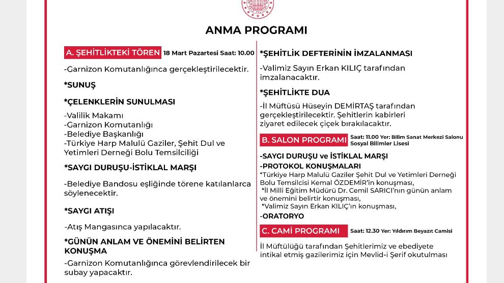 Çanakkale Şehitleri  Anılıyor…