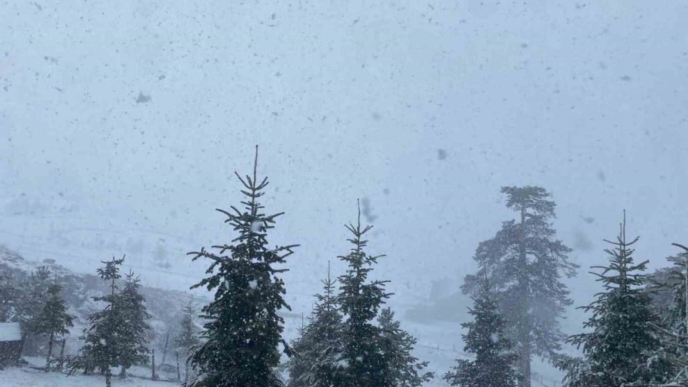 Bolu’da Nisan ayında lapa lapa kar yağışı