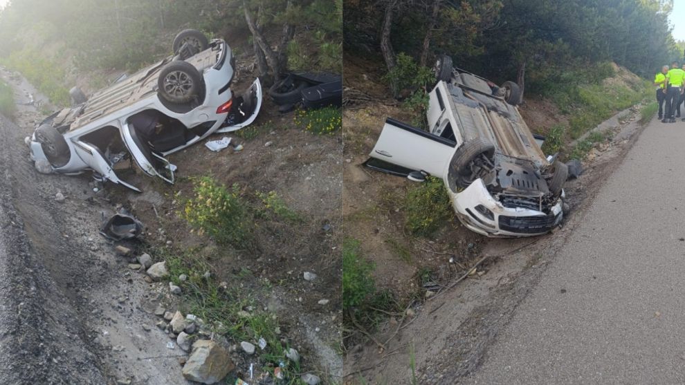 Kontrolden çıkan otomobil takla attı: 3 yaralı 