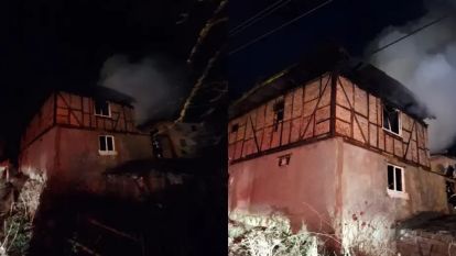 GEREDE'DE 2 KATLI AHŞAP EV YANDI