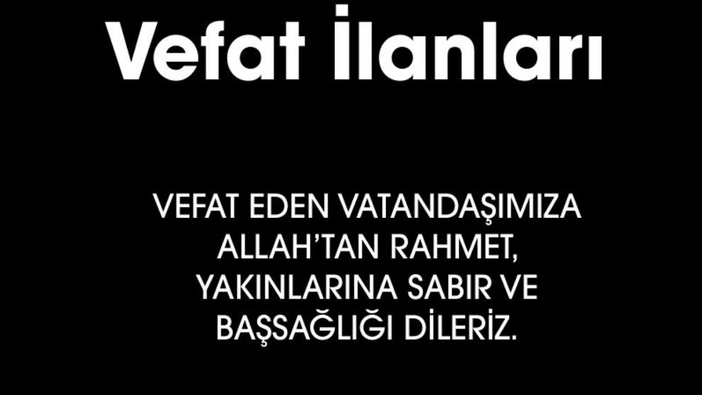 BOLU'DA BUGÜN VEFAT EDENLER