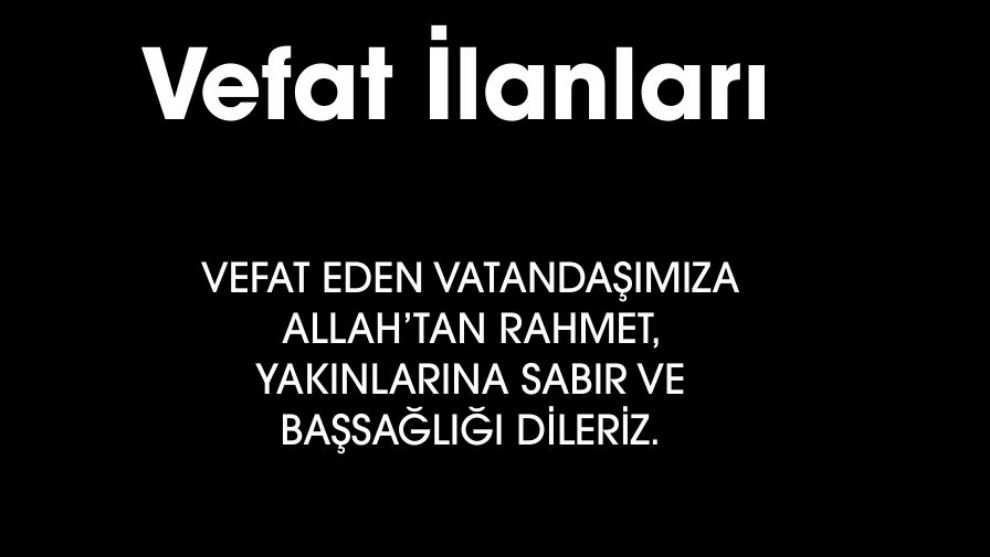 BOLU'DA BUGÜN VEFAT EDENLER