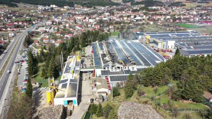Fabrika yangını havadan görüntülendi