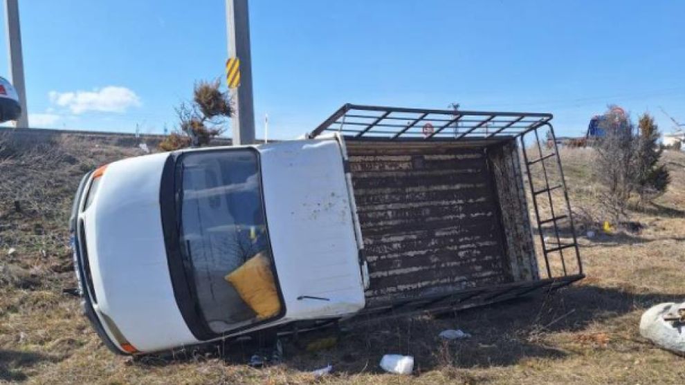Yoldan çıkan kamyonet tarlaya uçtu: 2 yaralı
