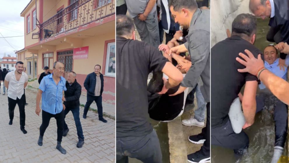 Bayram geleneği olarak köyde bulunan su oluğuna atılıyor