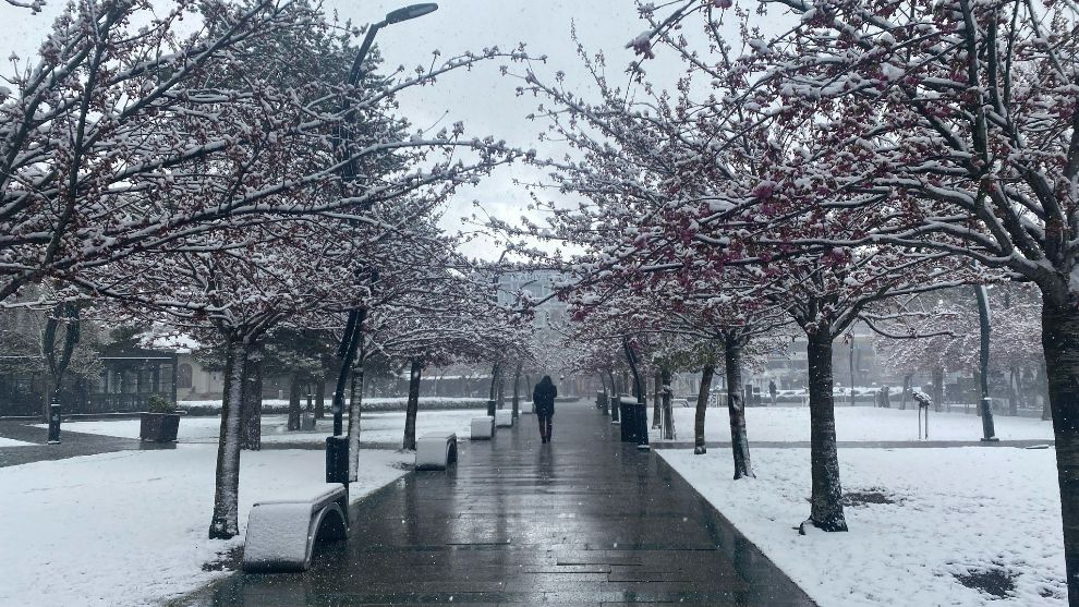 Bolu, nisan ayında beyaza büründü