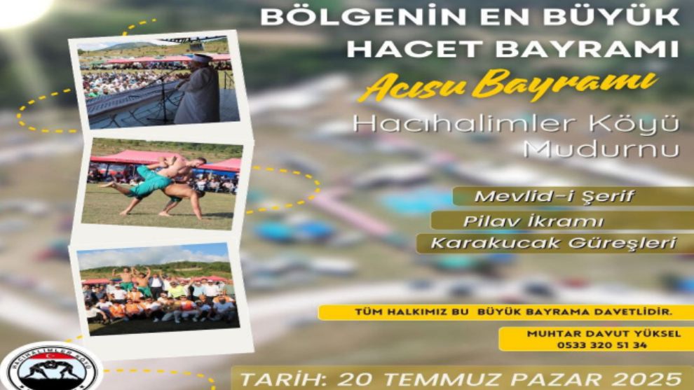 Acısu Hacet Bayramı 20 Temmuz'da Hacıhalimler Köyü'nde Yapılacak