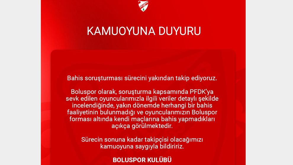 “Boluspor'dan bahis oynayan 7 futbolcunun ismi var”