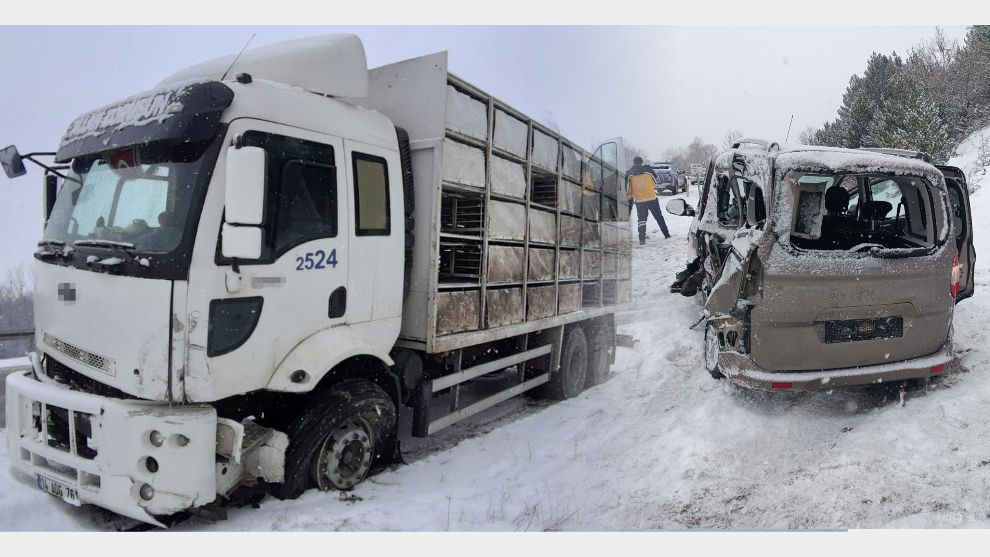Bolu'da kamyon ile hafif ticari araç çarpıştı: 2 yaralı