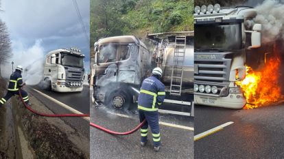 Bolu Dağı'nda tanker alev alev yandı