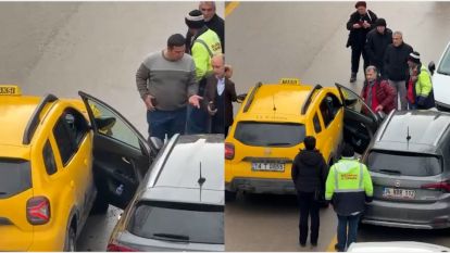Park halindeki aracın açılan kapısına taksi çarptı