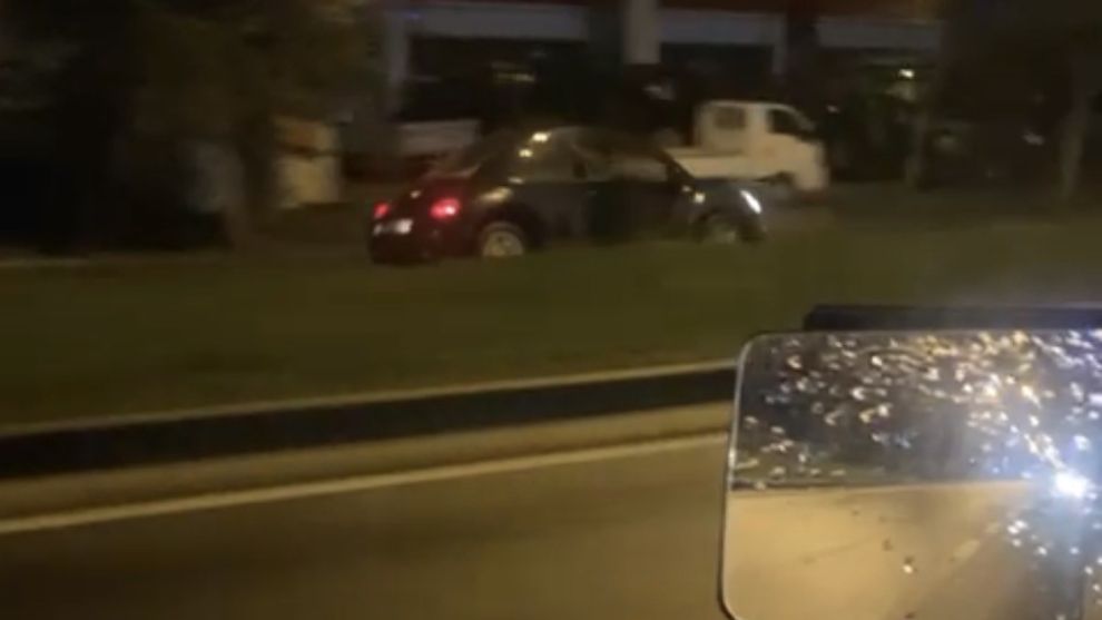 Bolu'da D-100'de bir otomobil ters şeritten kilometrelerce gitti