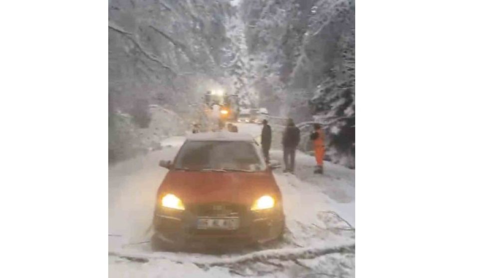 Bolu-Kıbrıscık yolunda mayıs ayında kar esareti
