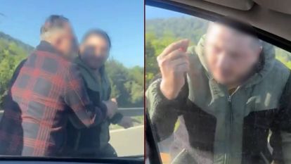 Ailenin yolunu kesip sürücüye saldırdı
