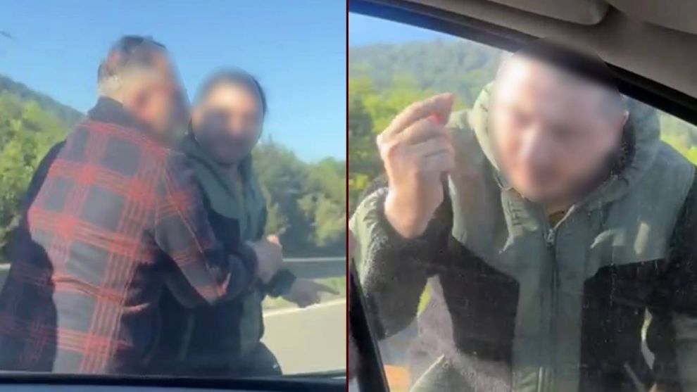 Ailenin yolunu kesip sürücüye saldırdı